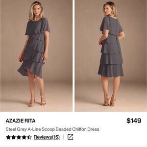 Azazie Asymmetrical Steel Grey Dress